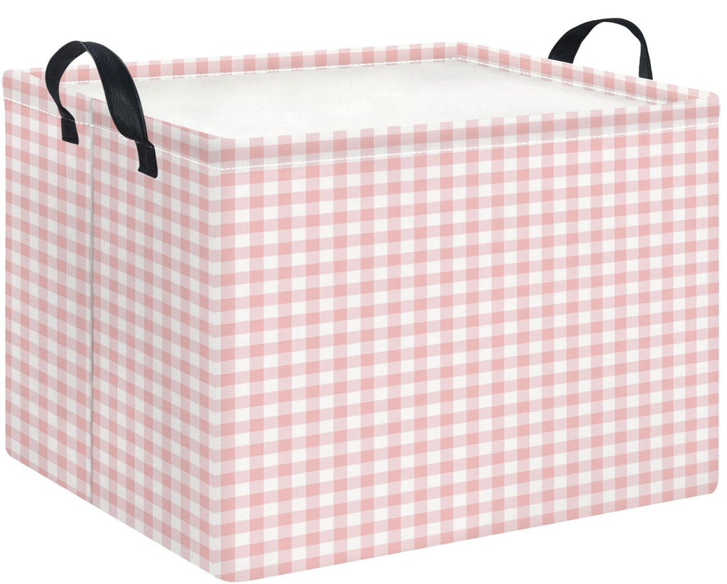 Rectangle Storage Bin,Gift Basket,Room Decor(Little Pink Grid)