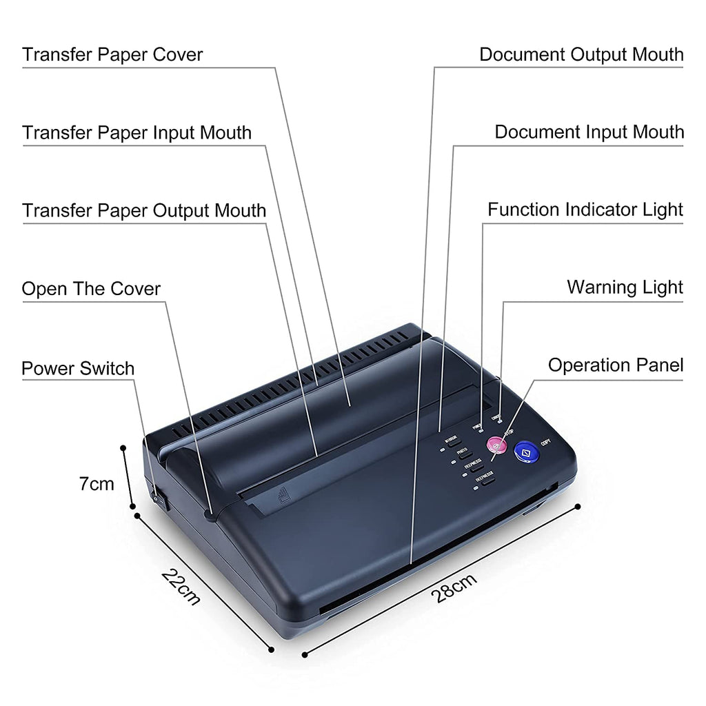 Tattoo Transfer Stencil Machine Copier Printer Thermal Tattoo Kit Copier Printer With 20pcs Tattoo Stencil Transfer