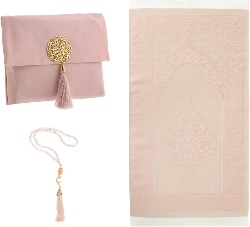 Muslim Prayer Rug with Tasbih and Portable Bag, Muslim Gift for Women Men, Mubarak Islamic Box, Soft Mat Islam Gifts