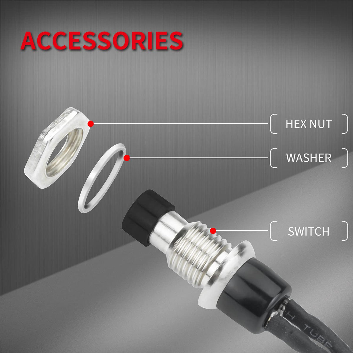 DaierTek Mini Momentary Push Button Switch 1A 250VAC Small Pushbutton Switch Normal Open (NO) Pre-Wired Contact Switch SPST Switch 2 Pin Black -10Pack