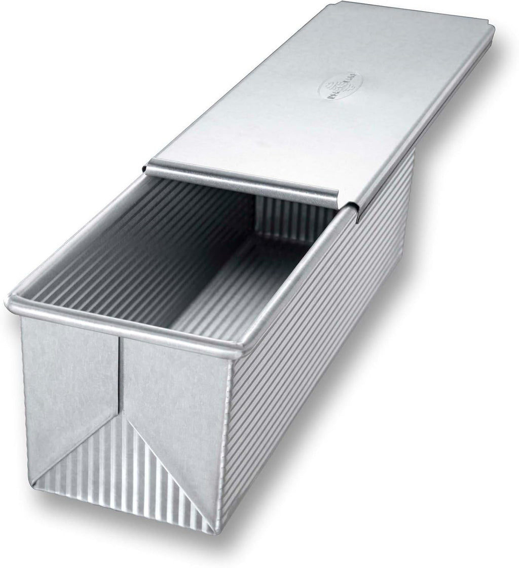 Bakeware Pullman Loaf Pan With Cover, 9 x 4 inch, Nonstick & Quick Release Coating, Made in the USA from Aluminized