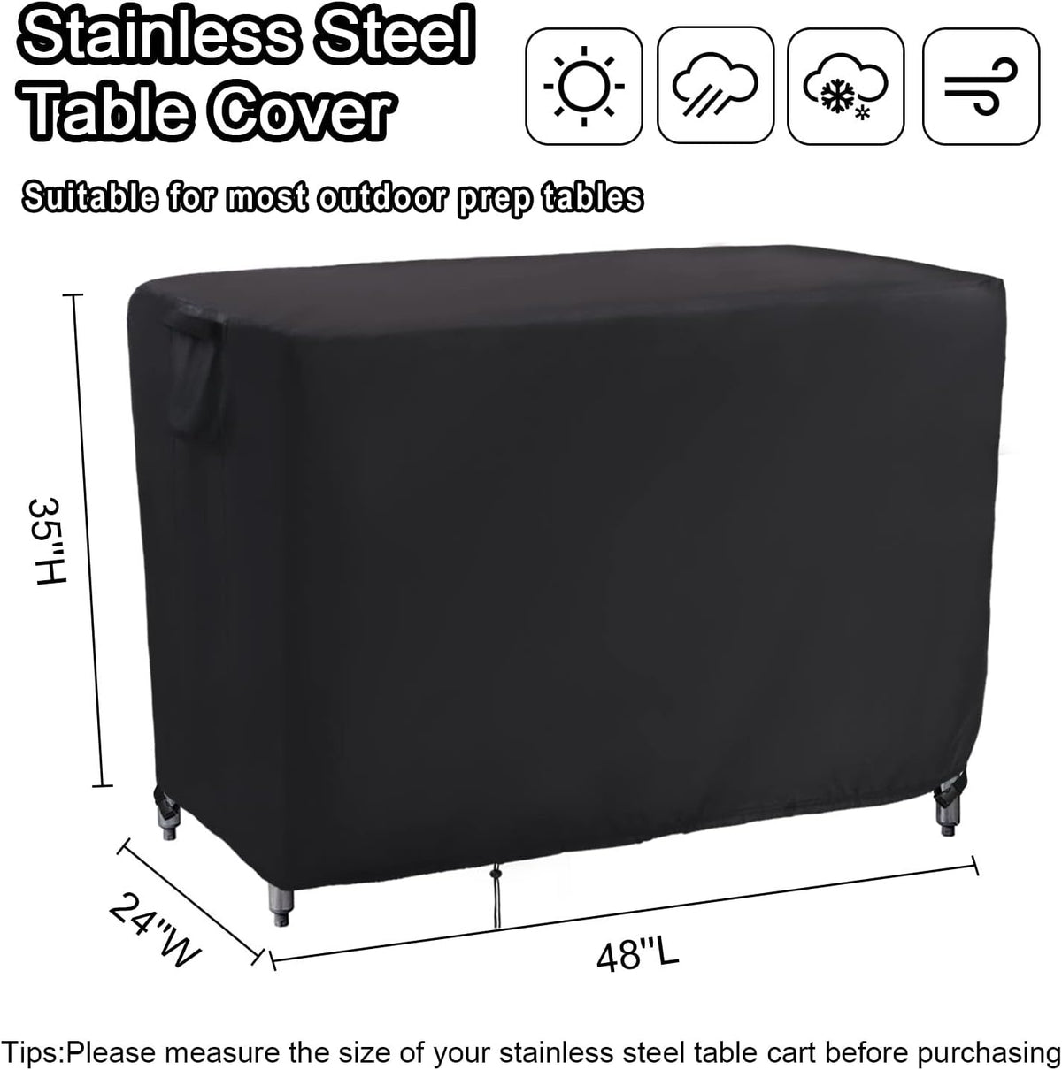 Outdoor Prep Table Cover Waterproof for Metal BBQ Cart Table 48x24