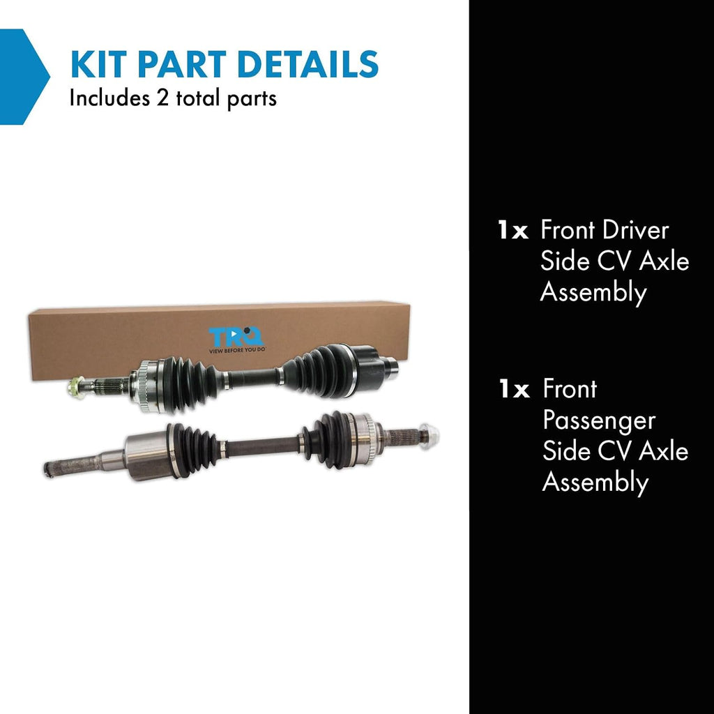 TRQ Front 2 Piece CV Axle Shaft Assembly Set