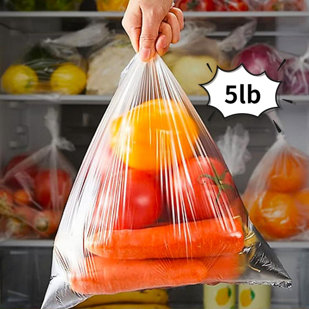 12" x 16" Plastic Produce Bags Roll, Fresh-Keeping Disposable Food Storage, Clear Plastic Bags for Food, Bread
