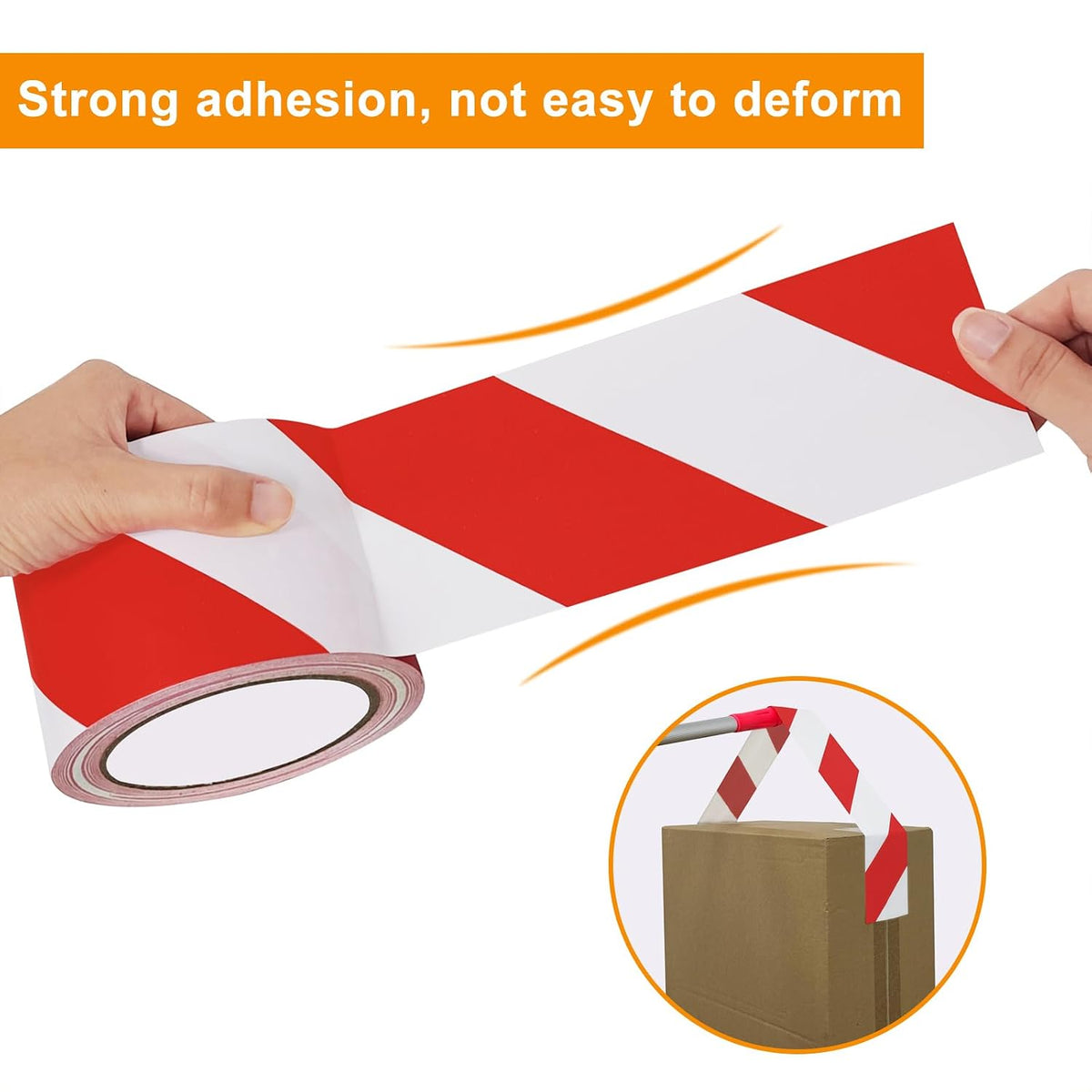 Red & White Safety Tape, 3 Inch x 108FT Hazard Warning Stripe Tape