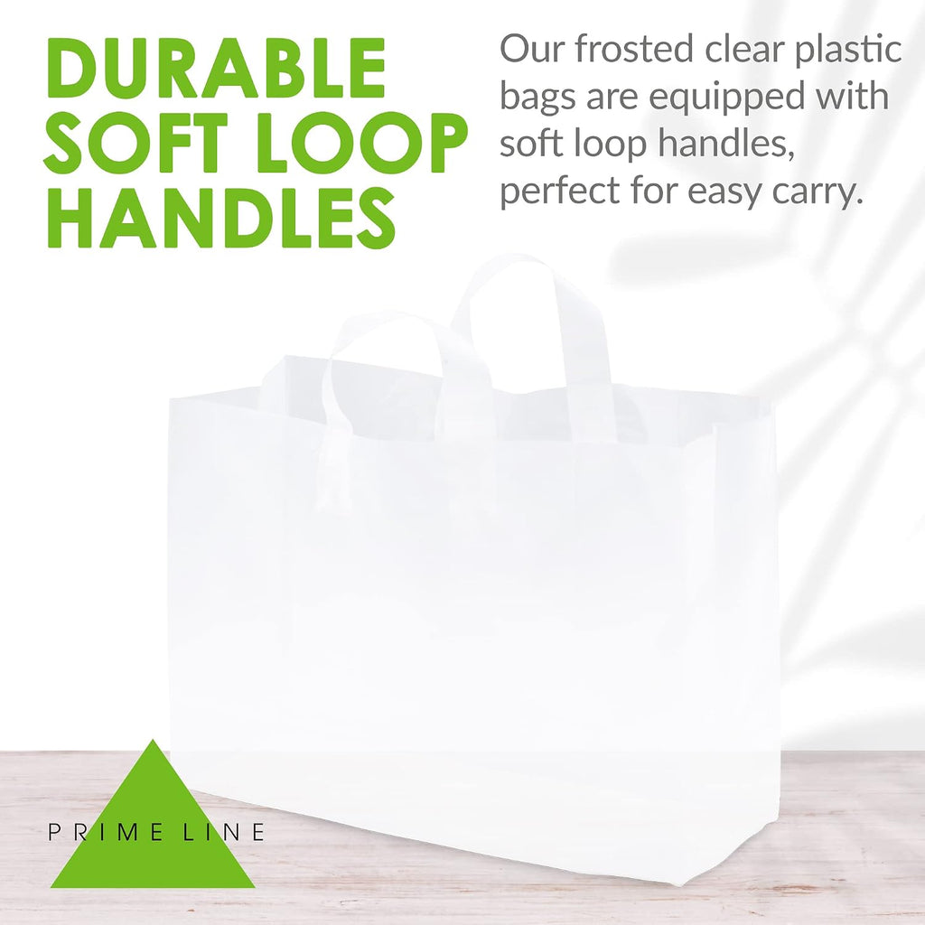 Clear Shopping Bags with Handles, 16x6x12, 100 Pack