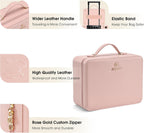 Leather Makeup Case with LED Lighted Mirror 11.4 Inch Travel Makeup Bag Adjustable Brightness in 3 Colors Cosmetic