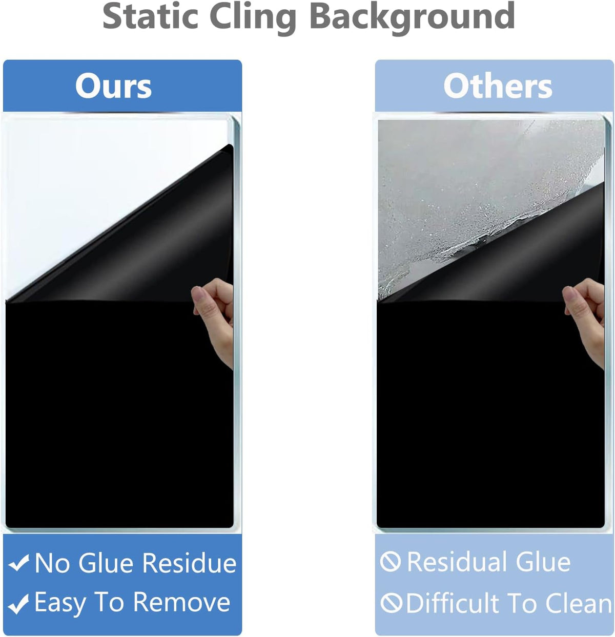 Black Aquarium Background Fish Tank Film, Static Cling, 39.4 x 17.7 in