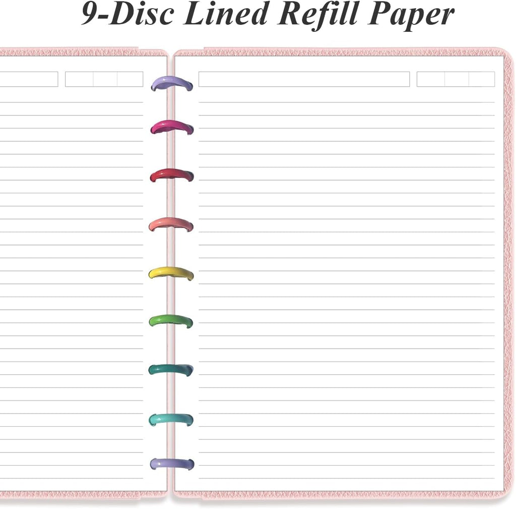 9-Disc Discbound Lined Refill Paper, Classic Size Pre-punched Happy Planners Inserts, 100Sheets/200Pages Loose-Leaf