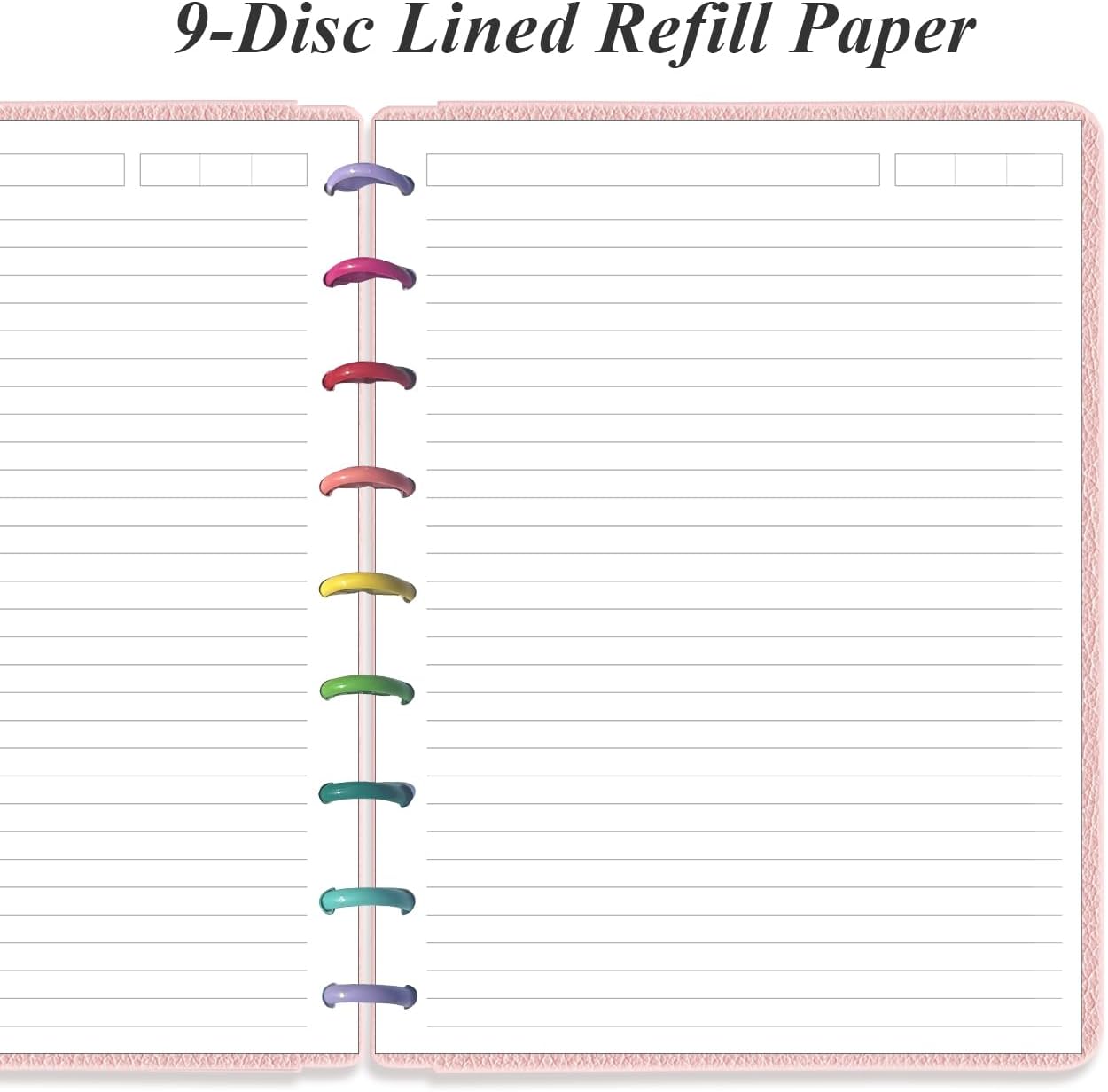 9-Disc Discbound Lined Refill Paper, Classic Size Pre-punched Happy Planners Inserts, 100Sheets/200Pages Loose-Leaf