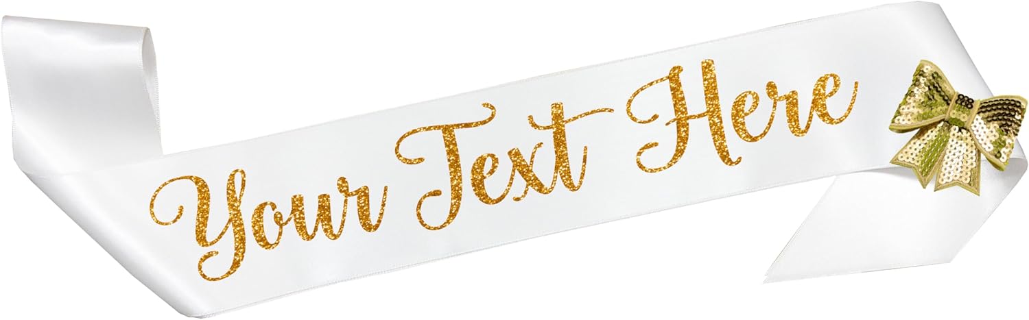 Personalized Pageant Your Text Here 3" Satin Sash Custom Glitter Lettering
