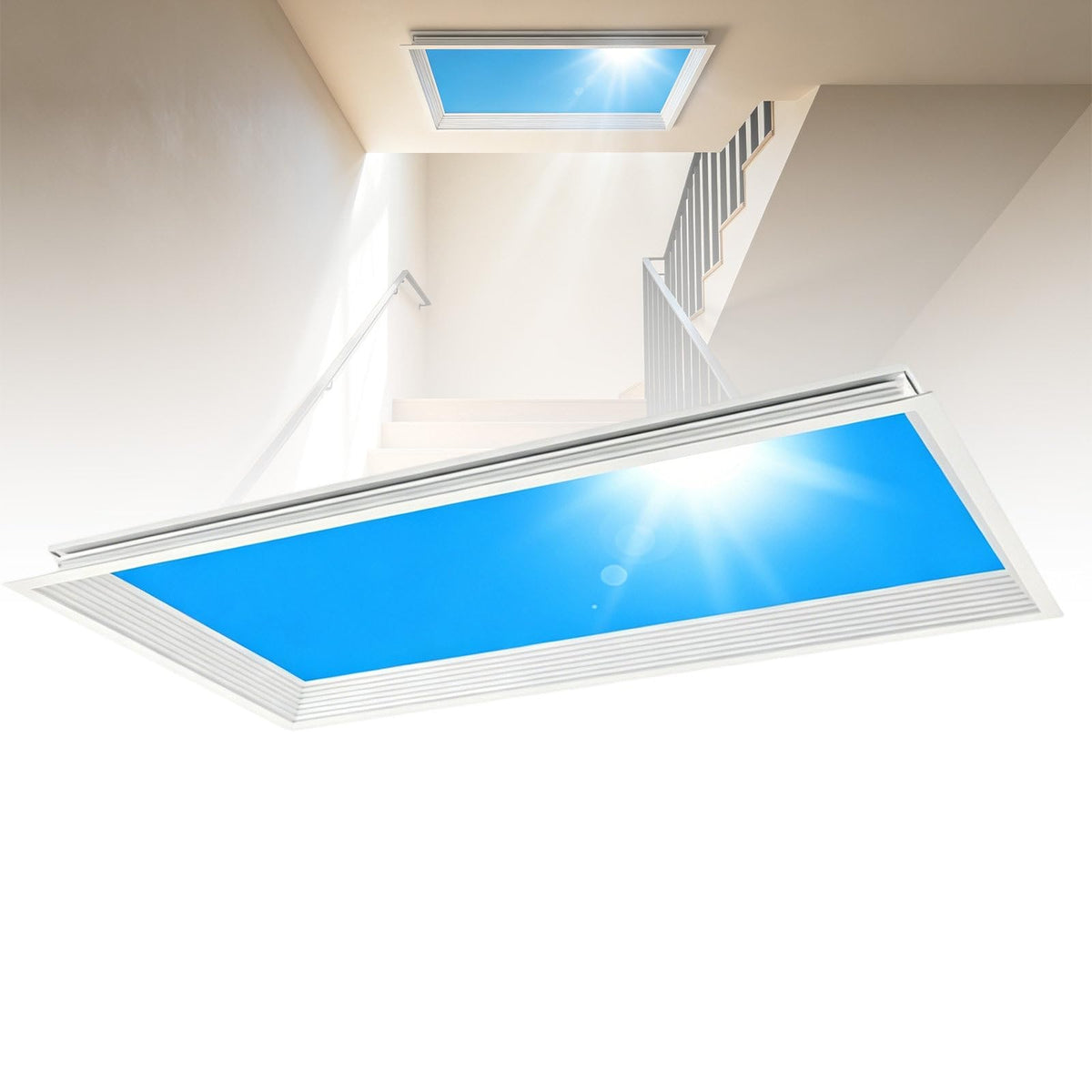 Smart Blue Sky Light, False Window Light Panel with Remote Control, Artificial Skylight with Adjustable Brightness