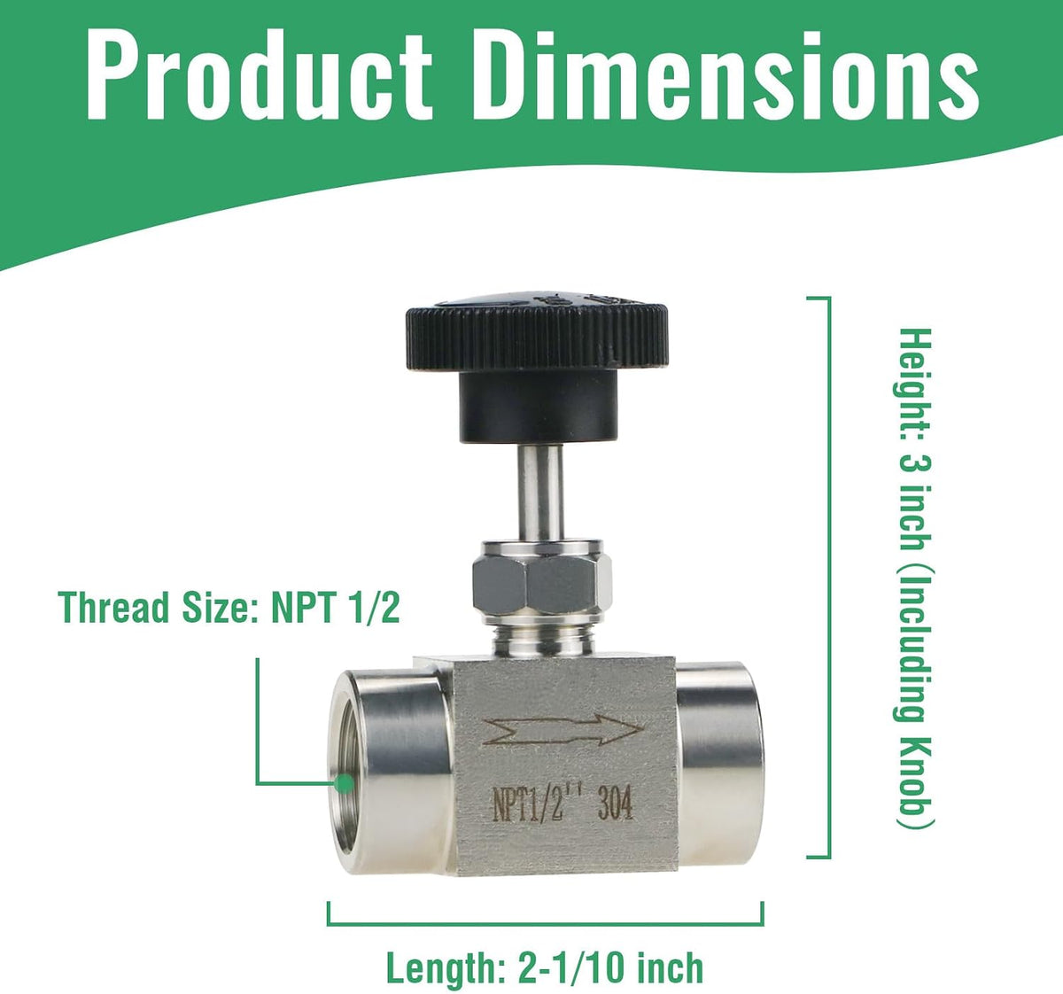 Angry Pony 1/2 NPT Needle Valve,Hydraulic Flow Control Valve, 900 PSI