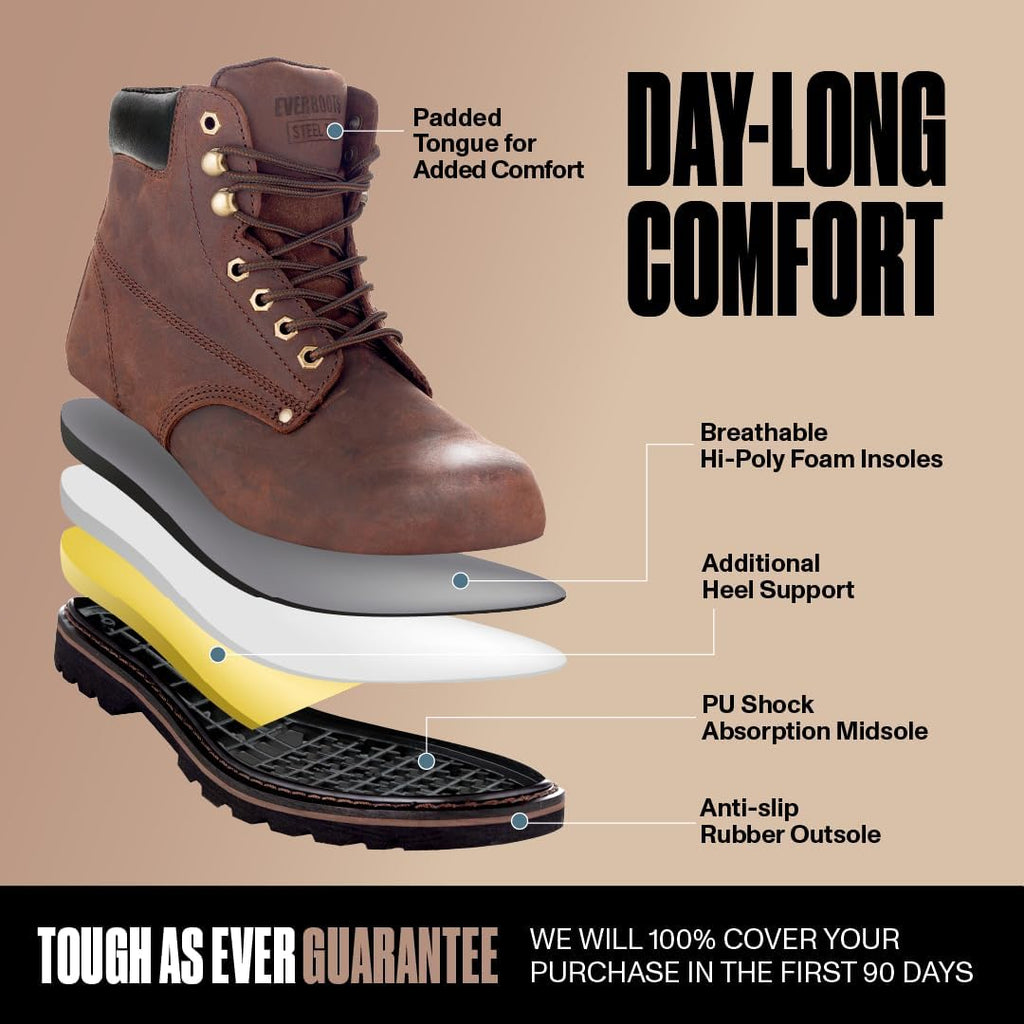 EVERBOOTS Tank S Steel Toe Work Boots for Men, EverFit Comfort Technology, Anti Slip Grip & Ultra Shock Absorption