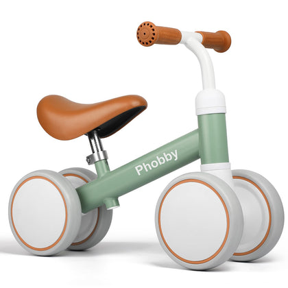 Baby Balance Bike Ride Toy for 1 2 Years Old Adjustable Seat, Green