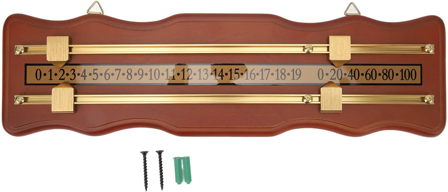Billiard Score Board with 2-Track Wavy Design, Medium Density Fiberboard Pool Score Keeper, Brown Billiard Scorer for
