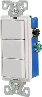 Eaton 7729W-SP 15-Amp 120-Volt Decorator Heavy Duty Grade Three Single-Pole Combination Switches, White