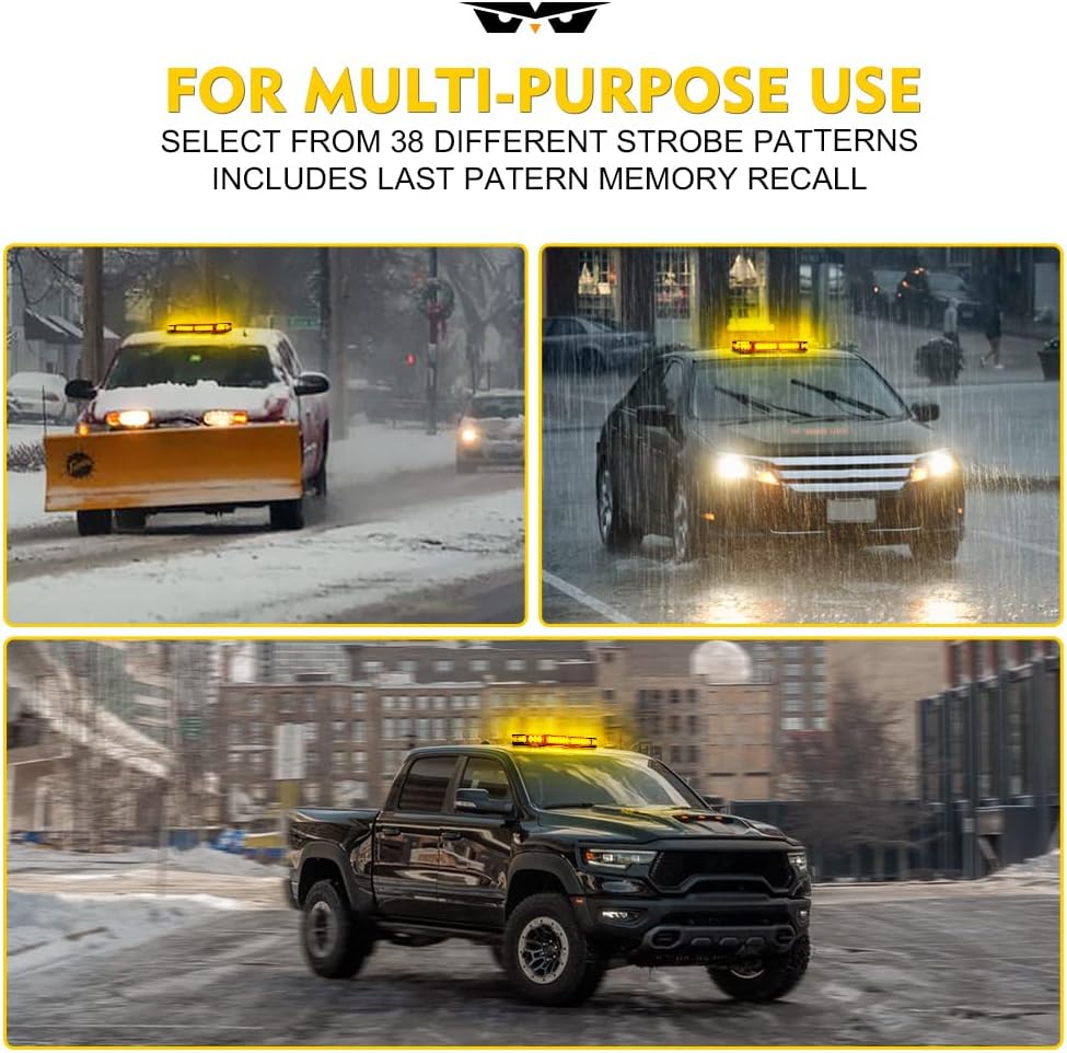 42 LED Roof Top Strobe Beacon Light Bar Hazard Warning Emergency Flashing Plow Lights with Controller for
