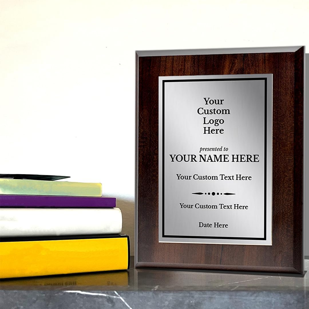 Custom Logo Wooden Award Plaque | Easel Mount Option | Upload Your Logo | Recognition of Achievement and Service