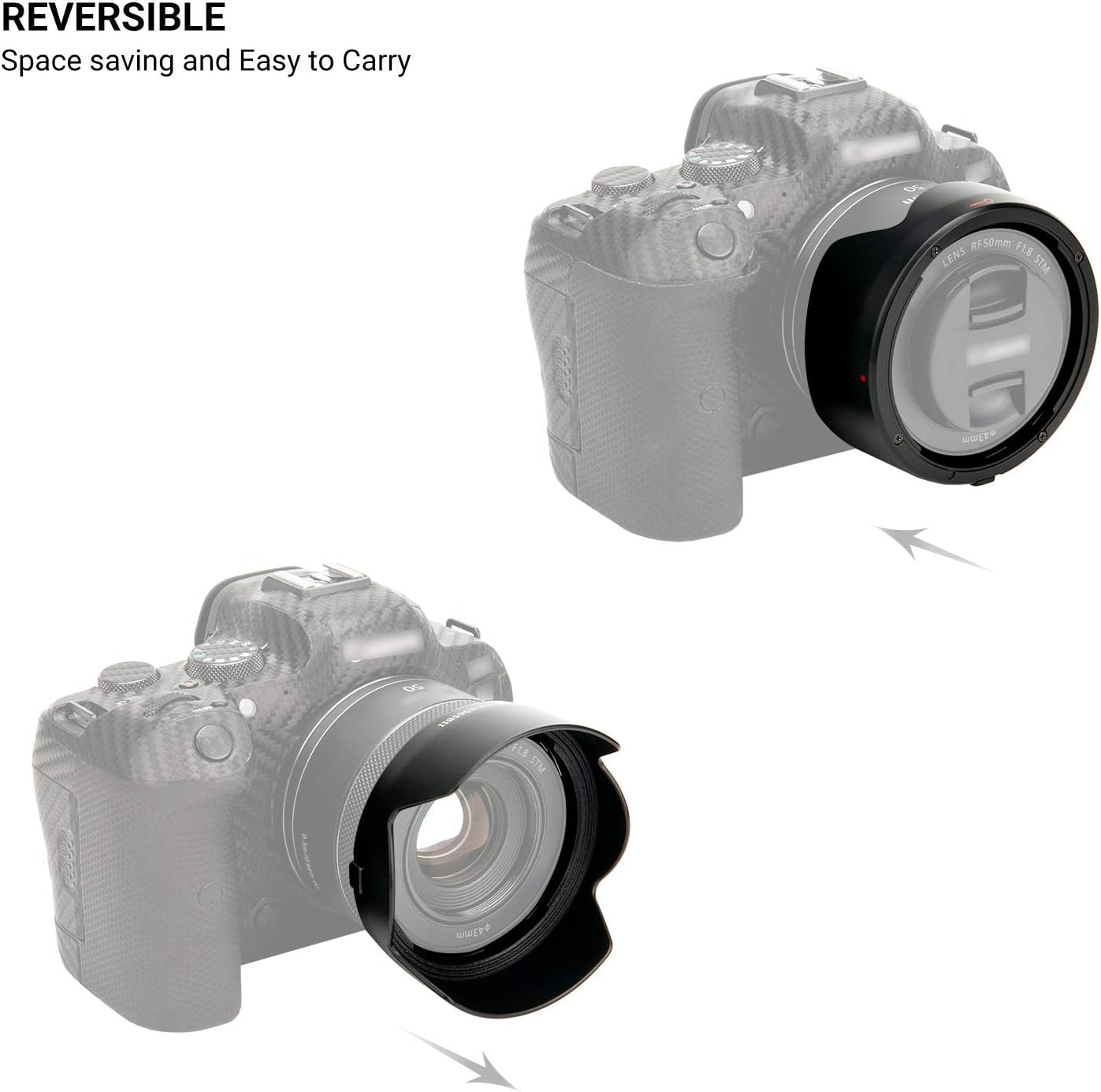 Tulip Flower Lens Hood for Canon RF 50mm f/1.8 STM on EOS R6 R5 RP R Camera, Reversible Lens Shade Replace Canon