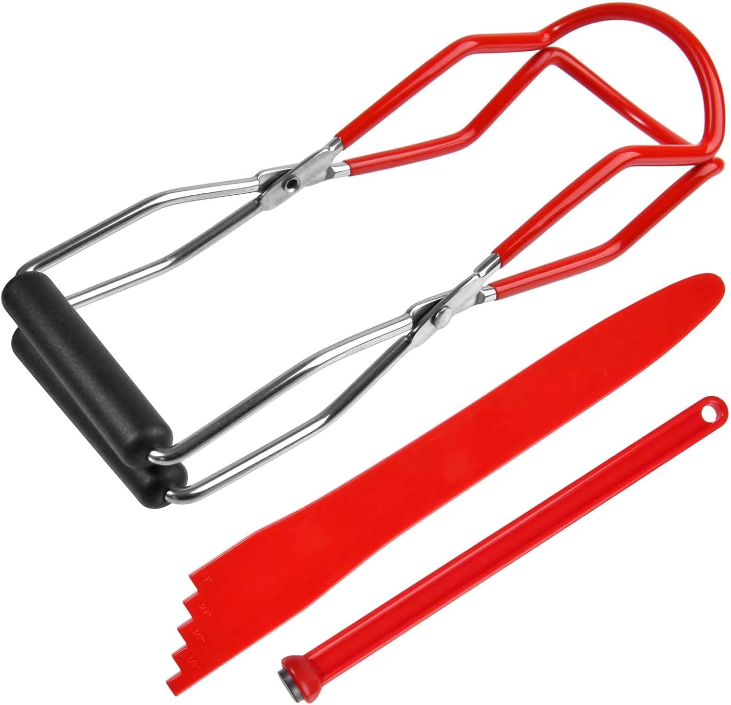 Canning Jar Lifter Tongs Red Air Release Valve Magnetic Can Lifter Can Clamp 3-Piece Set Canning Tools Kit Suitable