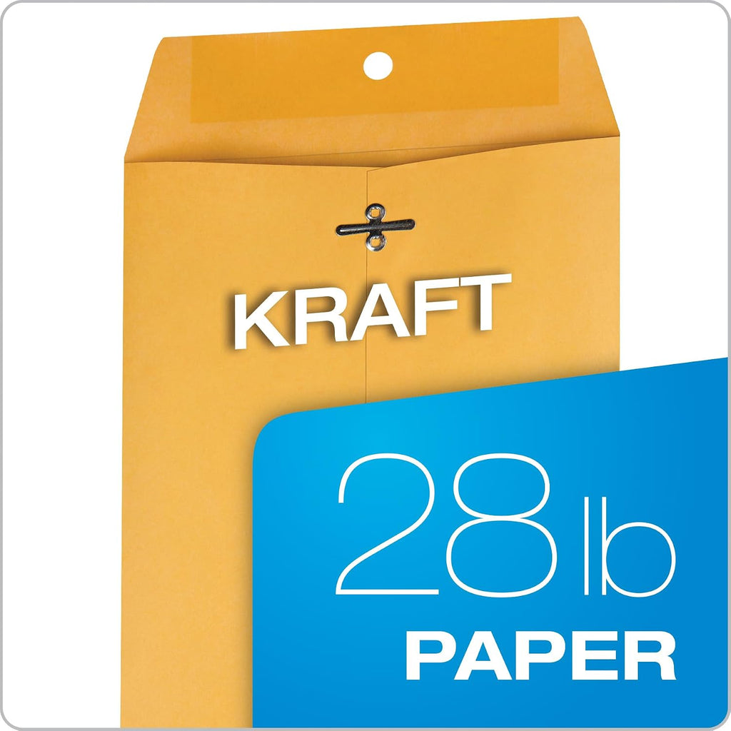 Clasp Envelopes, 6.5 x 9.5 Inch Brown Kraft Catalog Envelopes, for Mailing Small Business Papers, Gummed Closure, Box