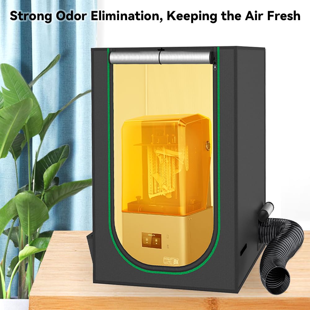 Resin 3D Printer Enclosure Cover Tent with Ventilation, LED Light, Thermo-Hygrometer, Odor Elimination 24 x 18 x 18