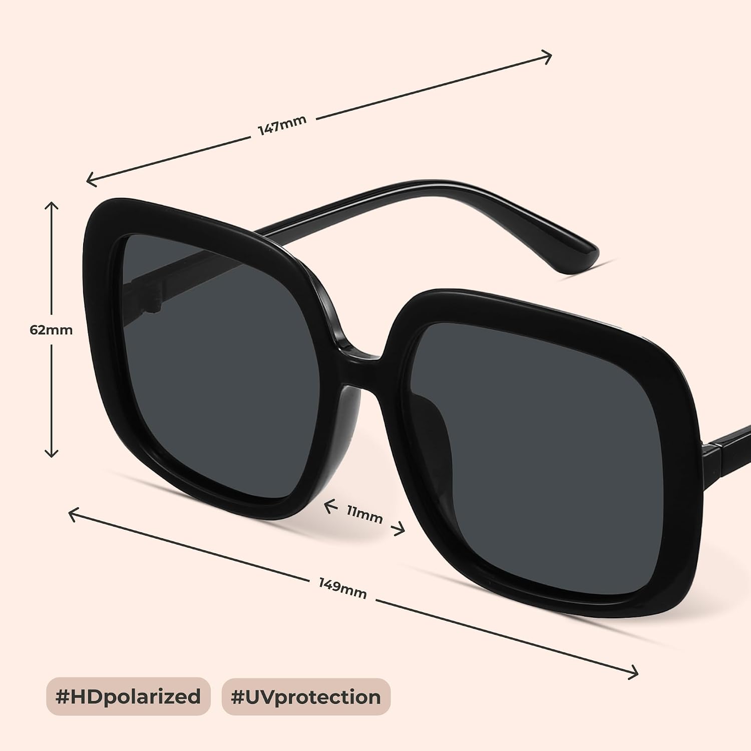 Oversized Polarized Sunglasses Women, Trendy Retro Sun Glasses for Women 2025, Oversized Shades