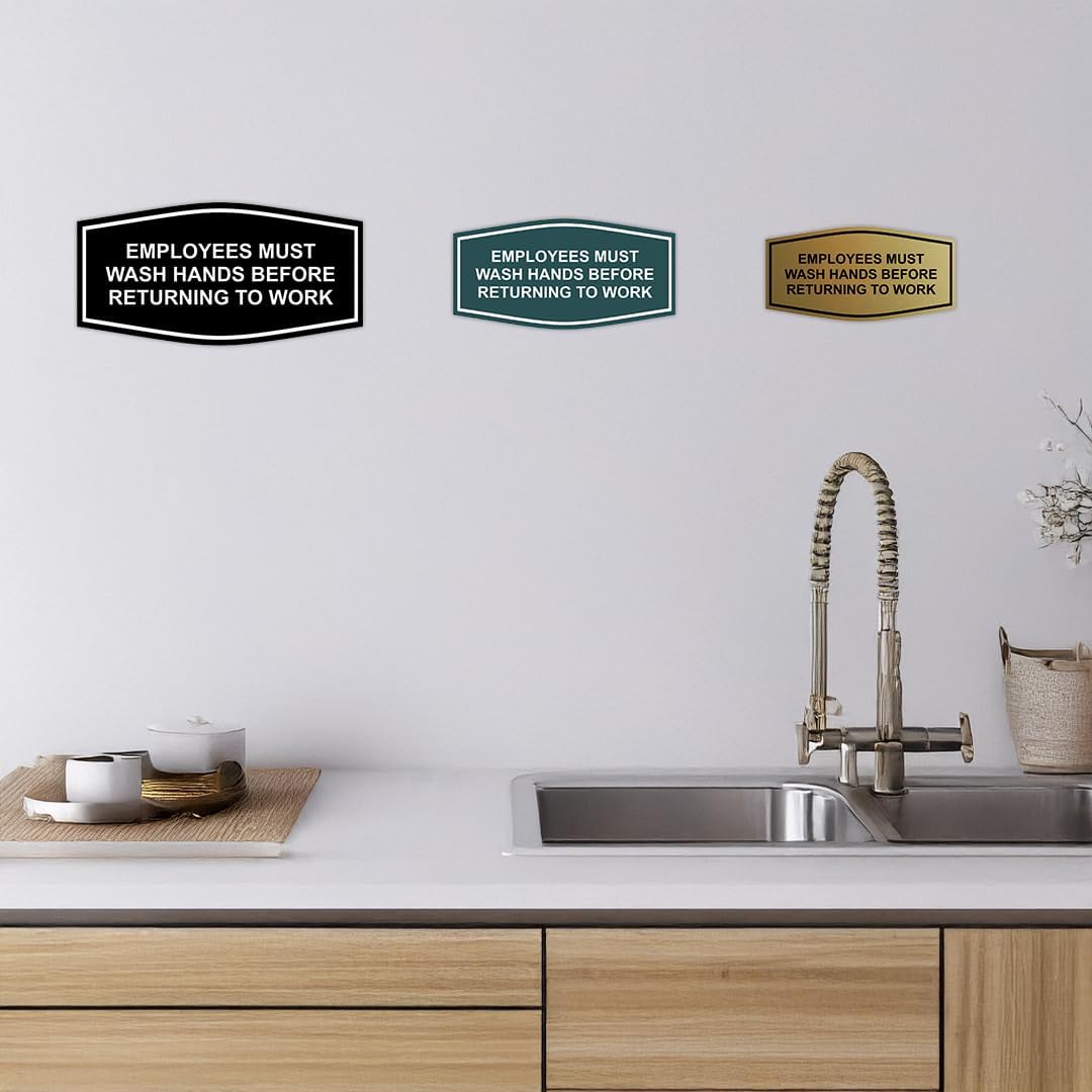 Fancy Employees Must Wash Hands Before Returning to Work Sign (Brushed Gold) - Small