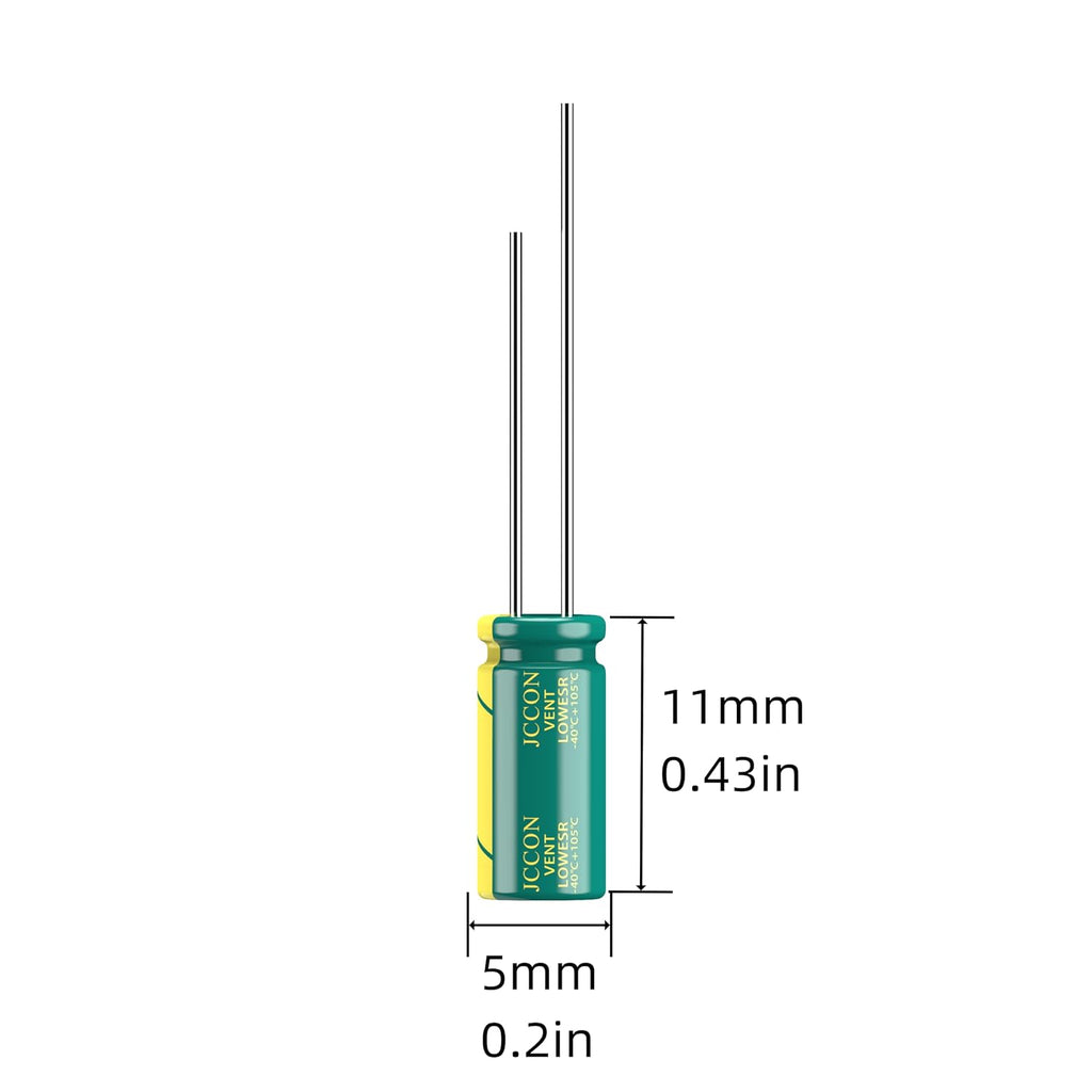 20-Pack 25V 47uF Premium Quality Low ESR Electrolytic Capacitors 5x11mm (0.20x0.43in), 25Volt 47MFD High-Frequency Caps with Superior Performance