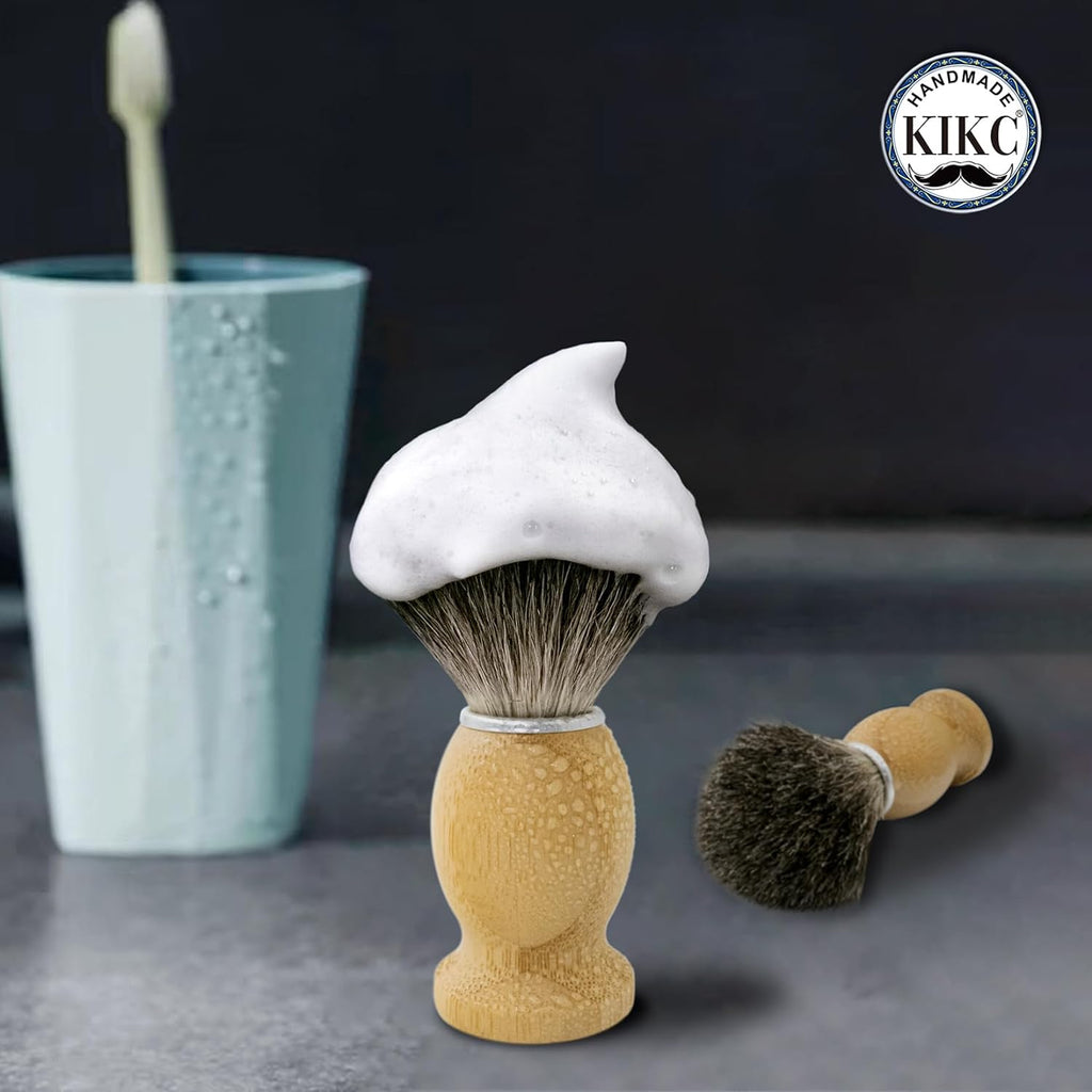 Hand Crafted Pure Badger Shaving Brush for Wet Shave, Comfortable Bamboo Handle, Soft Bristle, Best Gift for Bearded Man