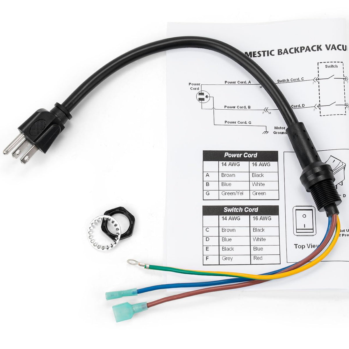100641 Power Cord Replacement Parts for Pro Team Backpack Vacuum