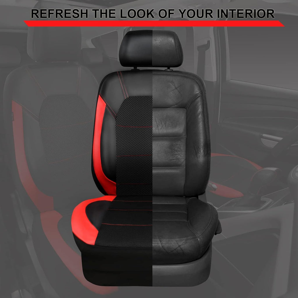 Universal Leather car seat Covers Sport fits Most Cars, SUVs, Trucks, and Vans (Full Set, Black Red)