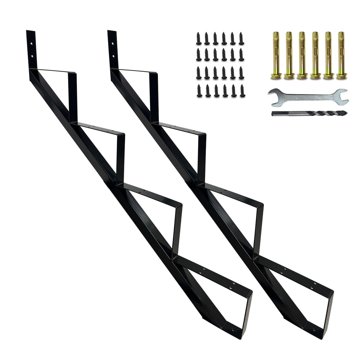 4 Step Metal Stair Step Steel Riser Stringers for 34.7" Height Deck, 2Packs