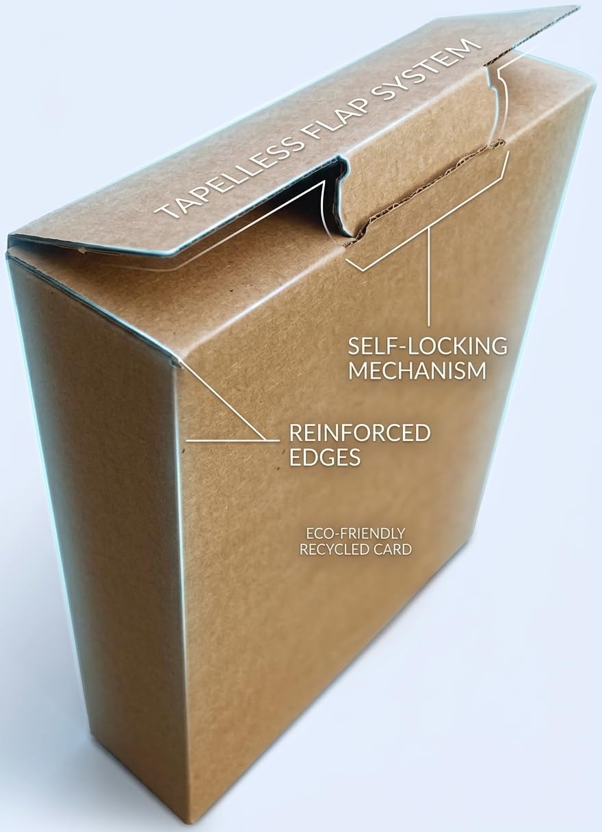 12x10x3 Inches Tapeless Shipping Boxes Pack of 50 - Self-Locking Small Corrugated Cardboard Mailer Boxes for Business