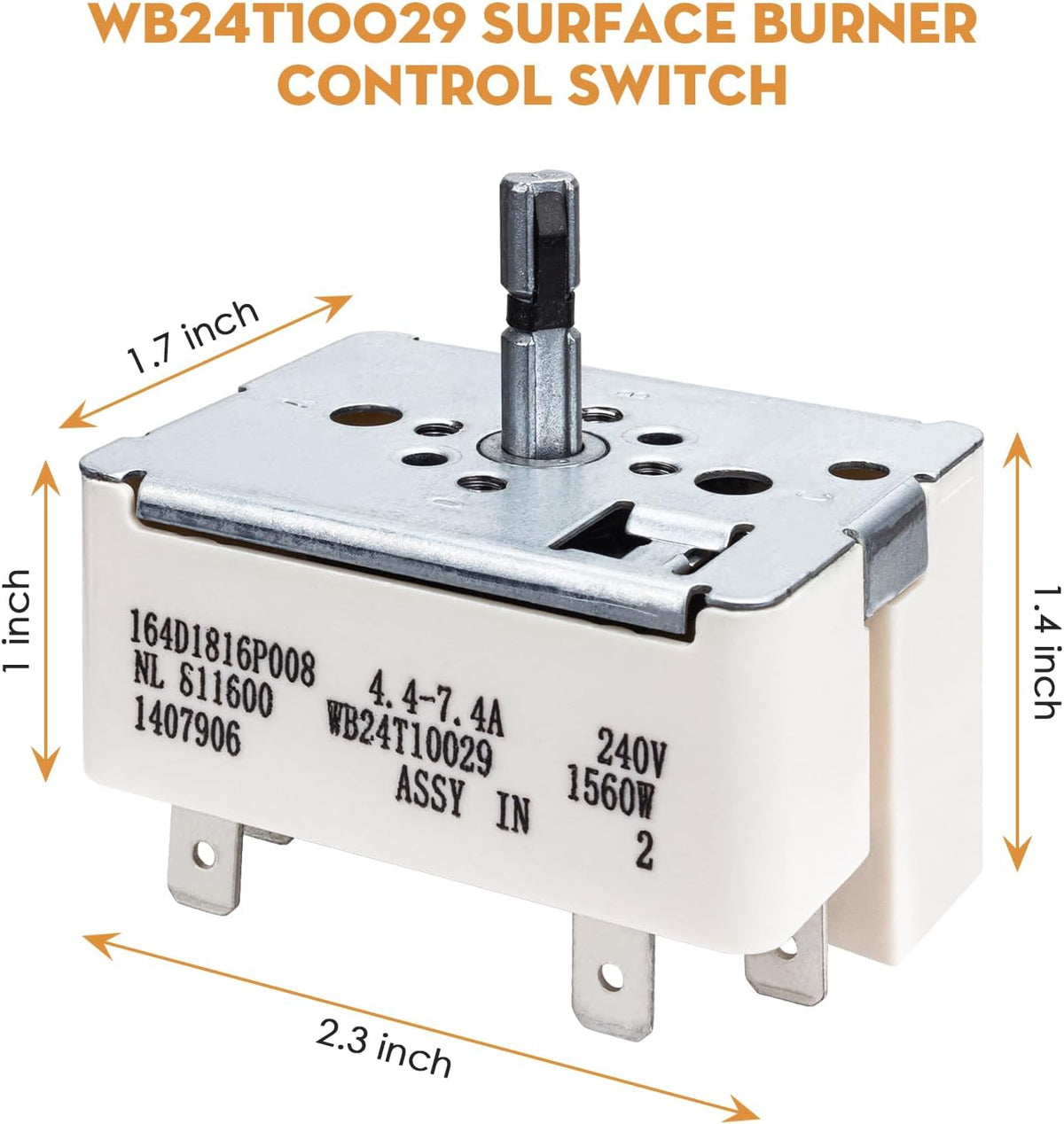 WB24T10029 Infinite Surface Burner Control Switch Fits GE 6" Electric Range