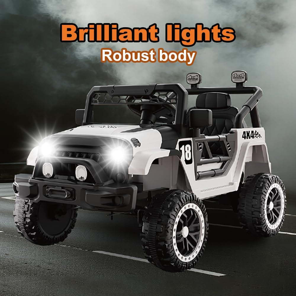 12V Kids Car, 4x4 Electric Car for Kids with Remote Control, LED Lights & Music, Off-Road Ride On Toy Car Gift for