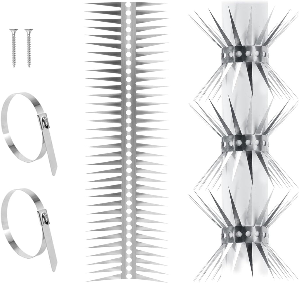 Bird Spikes - 20 Inch Stainless Steel Fence Spikes for Pigeons, Raccoons, Snakes - Deterrent Defender | 20 inch
