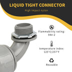 Conduit Connectors, 3/4 Inch, 90-Degree, Grey, 120-Pack