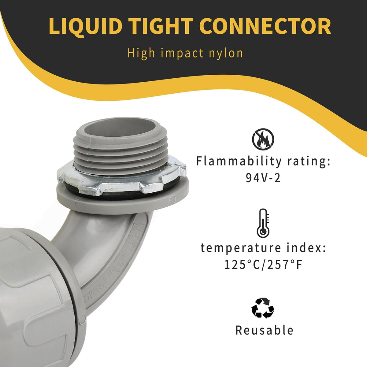 Conduit Connectors, 3/4 Inch, 90-Degree, Grey, 120-Pack