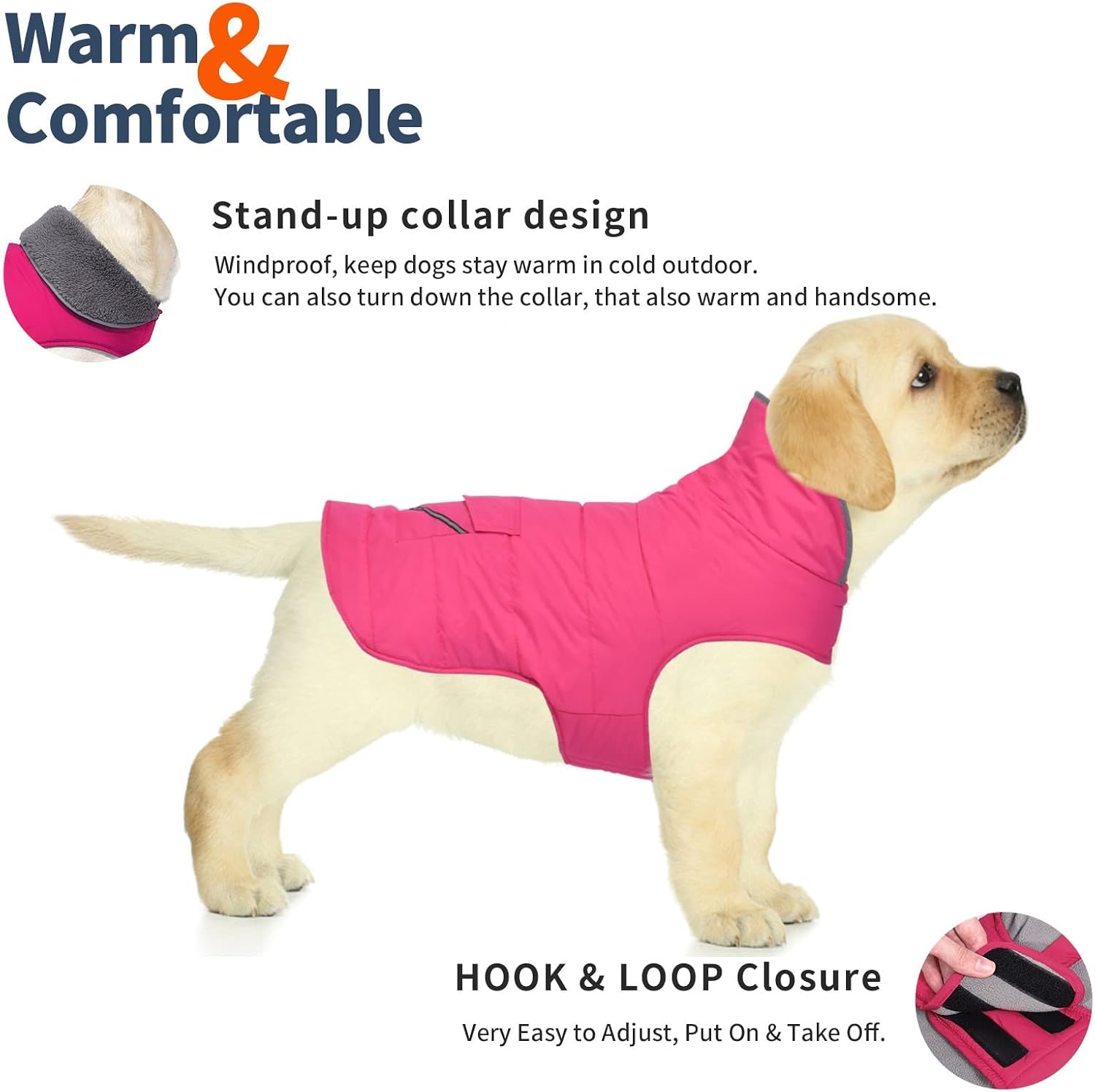Dog Coat, Waterproof Dog Winter Jacket with Pocket, Reflective Adjustable Pet Snow Vest, Warm Cozy Fleece Sweater for