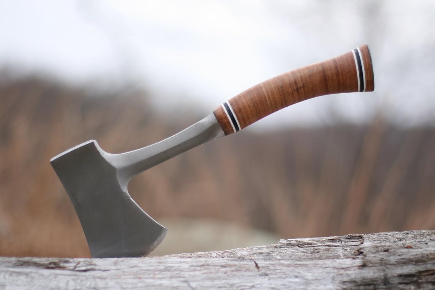 Sportsman's Axe, 14" Leather Grip Hatchet, E24A | Made in USA, Outdoor Versatility, Genuine Leather Grip, Forged In