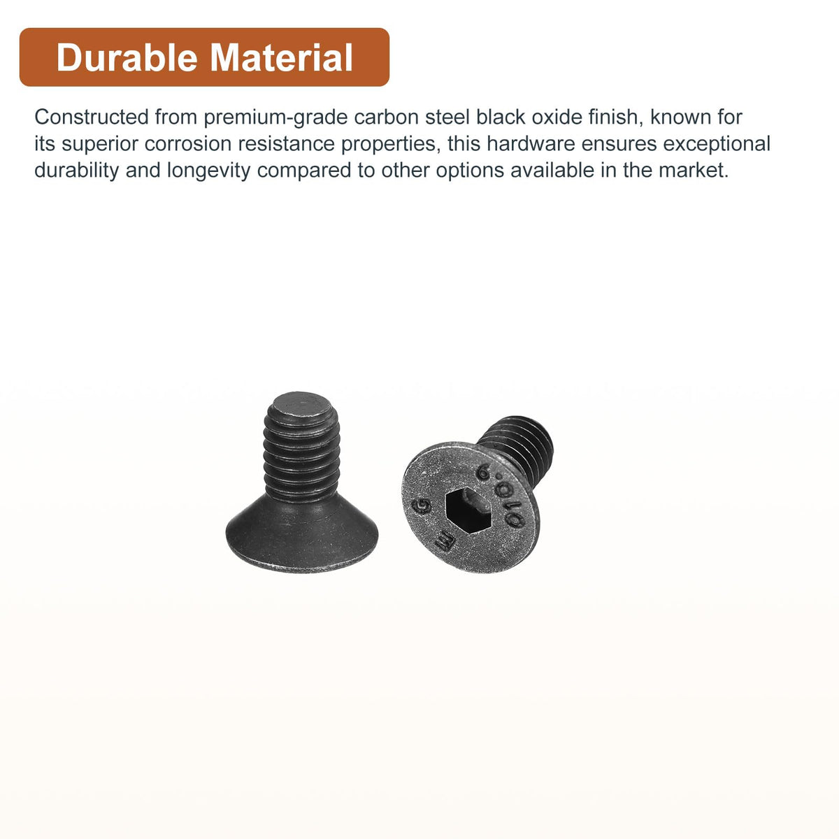 DTGN M5-0.8x10mm Flat Head Socket Cap Screws, 100 Pack Hex Socket Flat Head Screws Carbon Steel Black Oxide, Full Thread, Countersunk Bolts