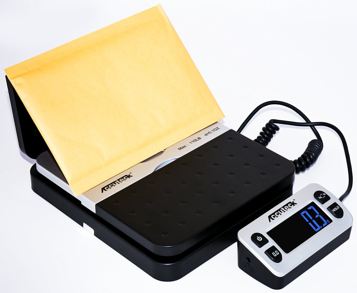 8580 High Capacity 110 Lbs High Accuracy 0.1OZ Digital Postal Scale with Remote Display, Batteries and USB Cable and