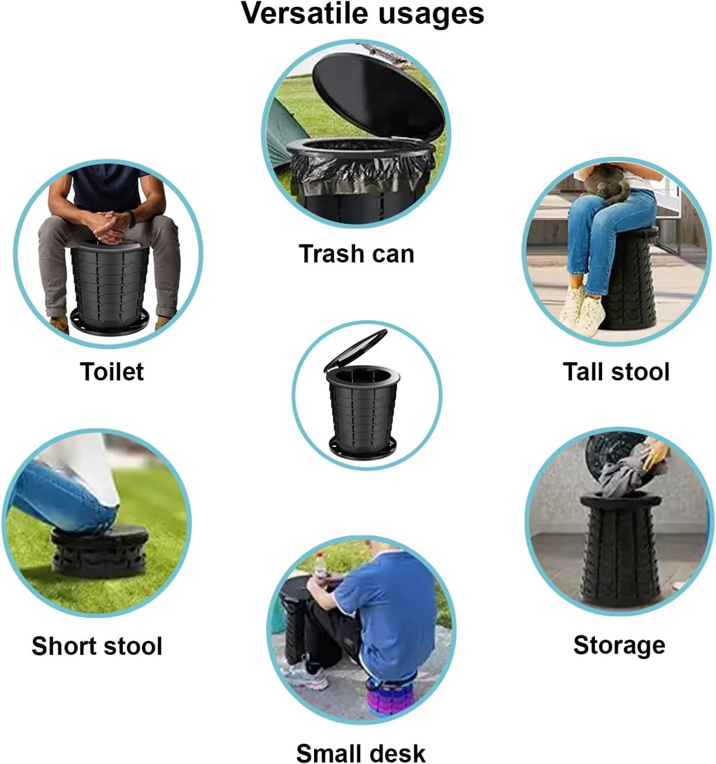 Retractable Camping Toilet with Female Urinal | Adjustable Height Portable Toilet for Adults and Kids | Portable