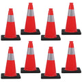 18in Orange Traffic Cones, 8pcs | Bright Orange Parking Cones with Reflective Collars for Roadside Emergency