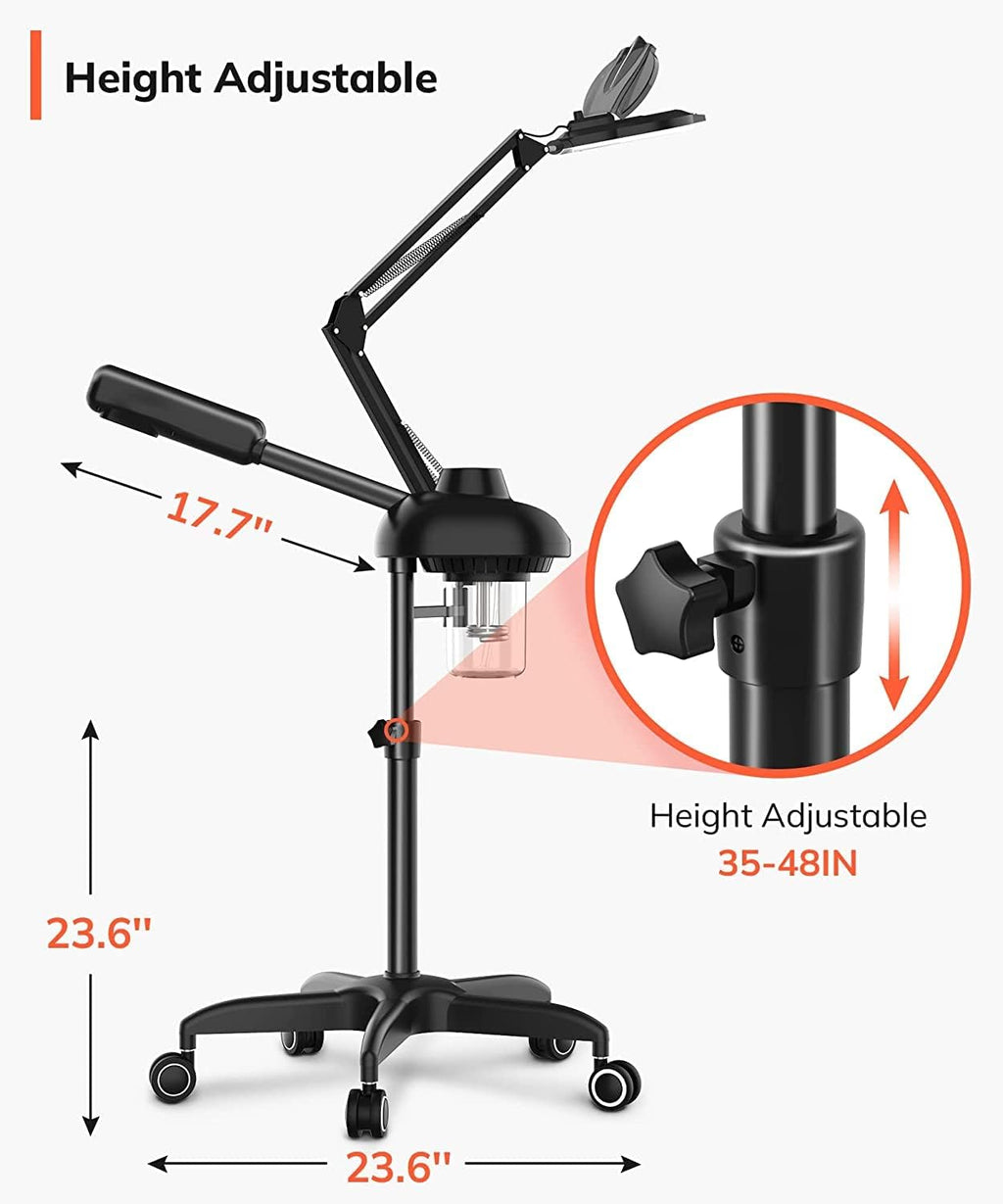 2-in-1 Professional Facial Steamer, Hot Ozone Face Steamer for Facial with 5X Magnifying Lamp, Esthetician Steamer
