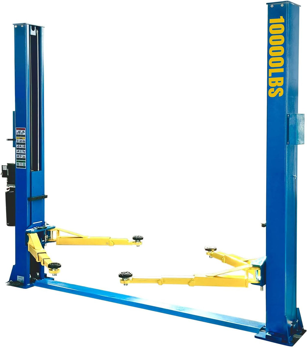 220V Two Post Car Lift 10,000 LBS Floor Plate, Single-Sided Unlocking 2 Posts Auto Hoist Truck Lift for Garage 3 Year