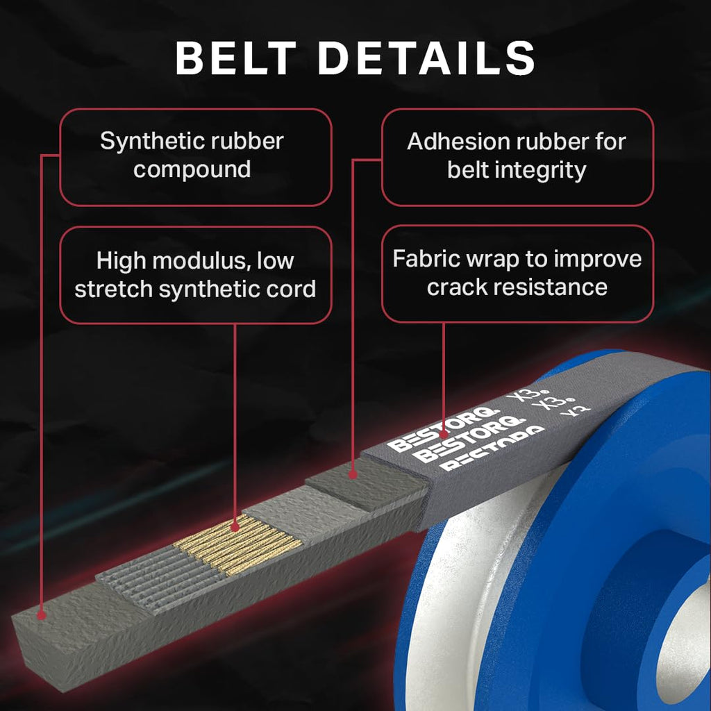 BESTORQ B72 or 5L750 Rubber V-Belt, Wrapped, Black, 75" Length x 0.66" Width x 0.44" Height