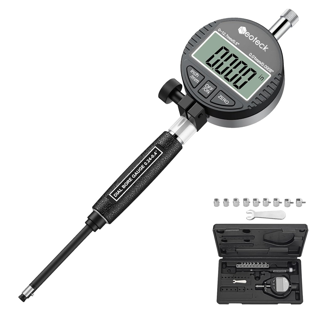 Neoteck Digital Dial Bore Gauge, 0.24-0.4" Internal Cylinder Measuring Tool